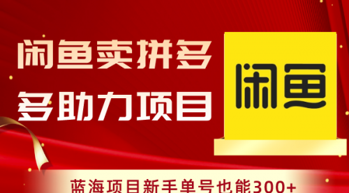 【第6730期】闲鱼卖拼多多助力项目，蓝海项目新手单号也能300+